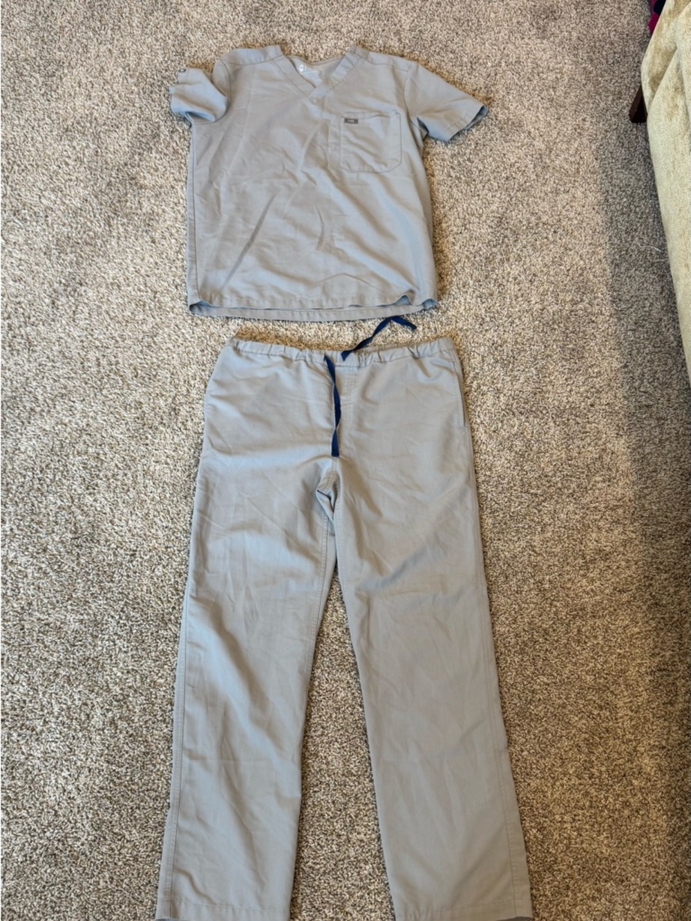 Figs Men's Two-Piece Pajama Set in Light Gray